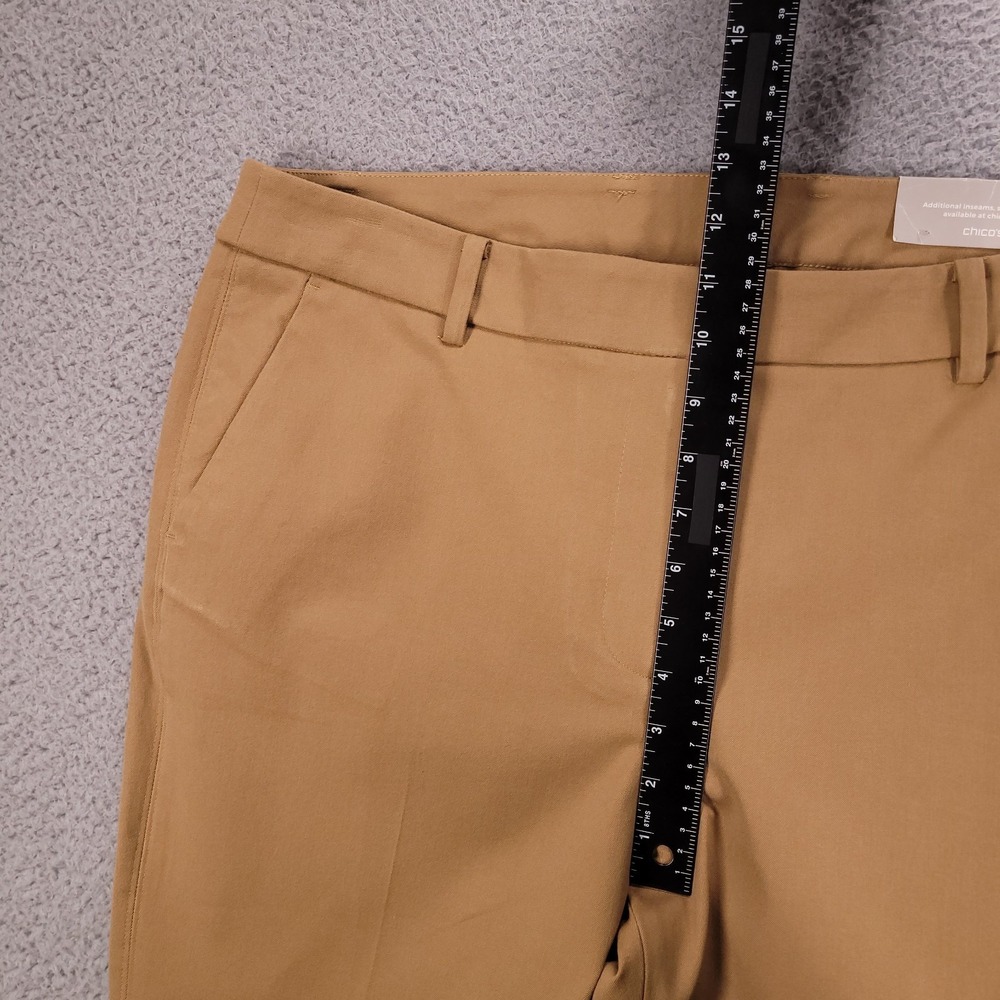 CHICOS Pants Size XL/16 (3) Tan Straight Leg Capri Crop Twill Stretch NEW - Picture 10 of 13